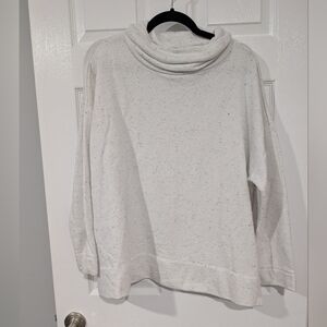 LOFT Plus White Modern Funnel Neck Speckled/Splatter Sweater in Size 20/22